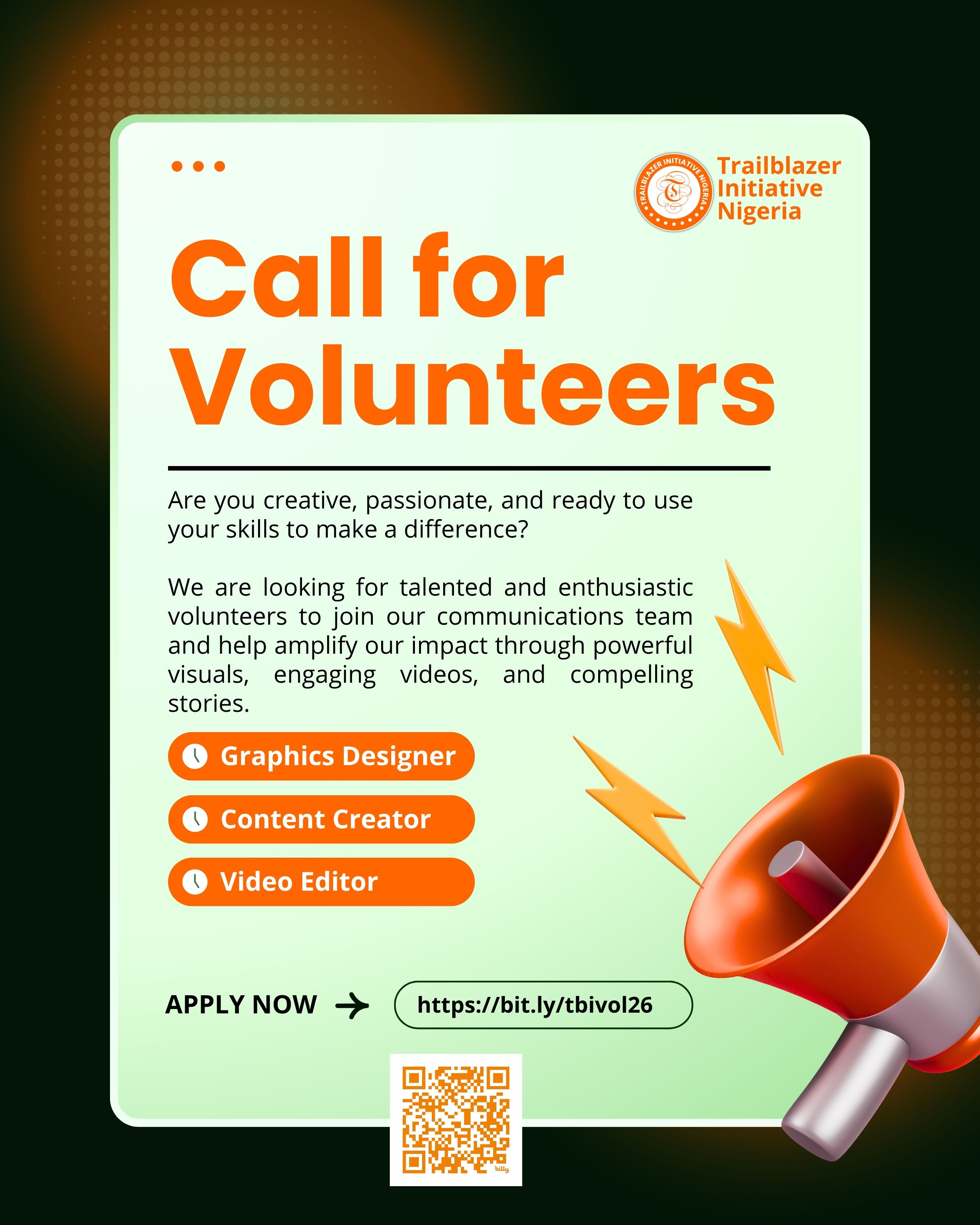 CALL FOR VOLUNTEERS